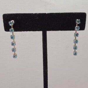 Vintage Blue Dangle Earrings Elegant Linear Design